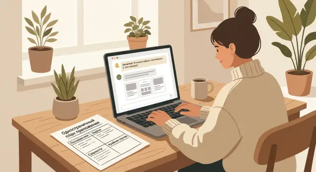 Режим планирования: одностраничный спек для сборки приложения