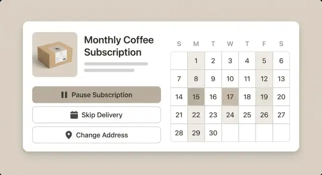 Управление подпиской на расходники: пауза, пропуск, адрес