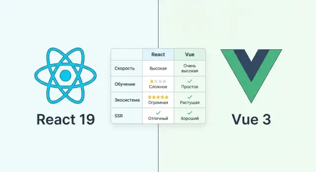 React 19 vs Vue 3: что выбрать для фронтенд‑проекта в 2025