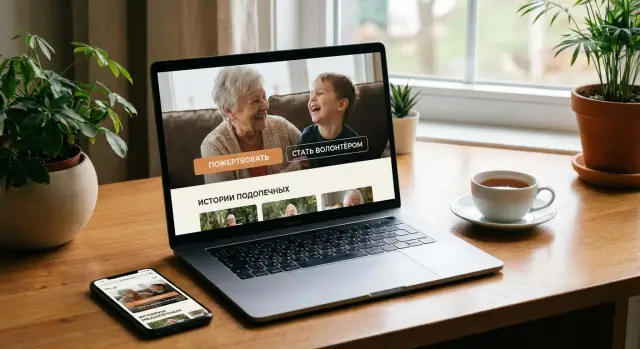 Сайт НКО: пожертвования, сторителлинг и запись волонтёров