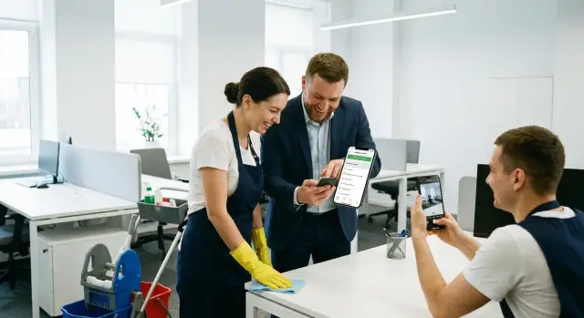 Сервис для клининговой компании с работой с телефона