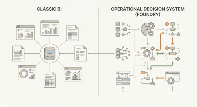 Palantir Foundry и традиционный BI: системы решений vs дашборды