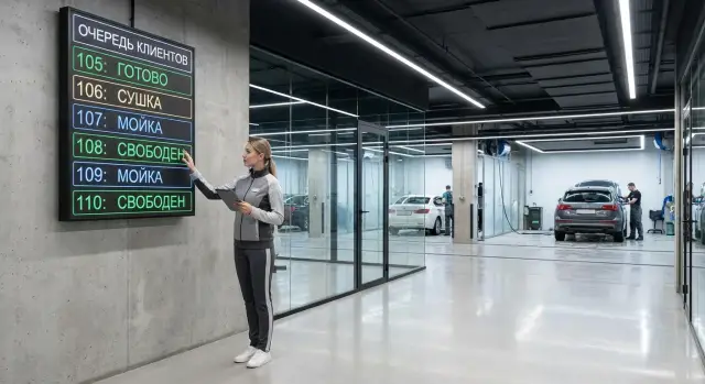 Веб-приложение для автомойки: табло очереди и статусы постов