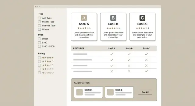 Как создать сайт‑хаб сравнения SaaS и подбор альтернатив