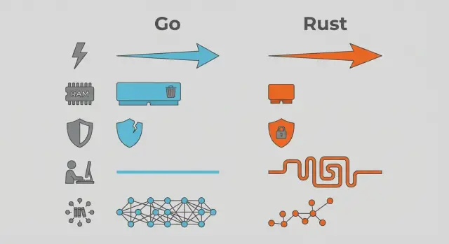 Go vs Rust для бэкенда: производительность, безопасность, команда