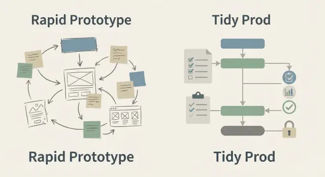 Режимы разработки: прототип и прод - правила переключения