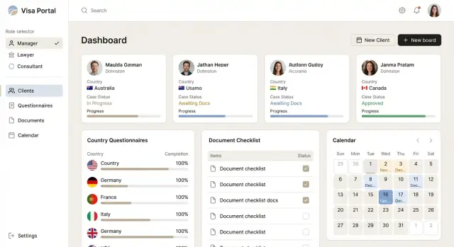 Портал для визового агентства: анкеты, статусы и сроки