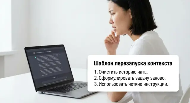 Перезапуск контекста в ИИ: короткий шаблон сообщения